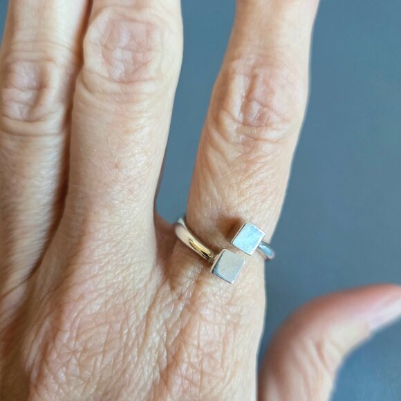 Sterling silver 925 Modernist ring with 2 cubes design. - Picture 5 of 7